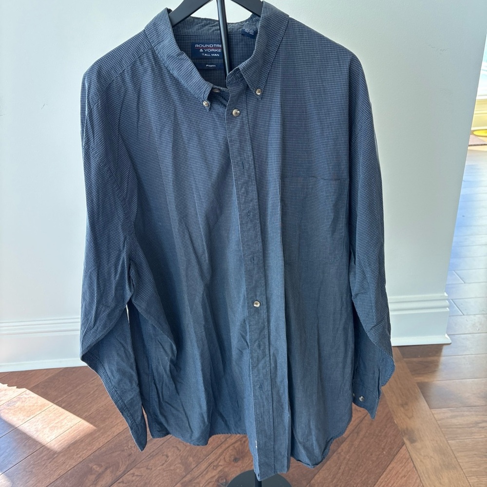 Tall Man Blue Button-Up Shirt in 3XLT